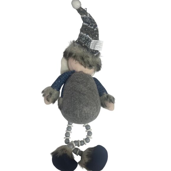 Boscovs Festive Gnome Sitting Shelf Plush Decoration Faux Fur Accents Buttons - Picture 2 of 6